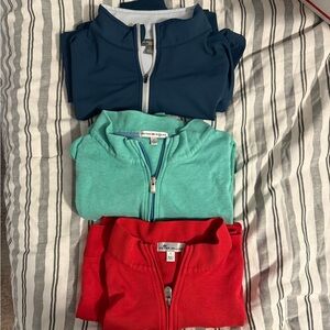 Set of 3 Peter Millar mens quarter zip pullovers! All size Large. True to size.